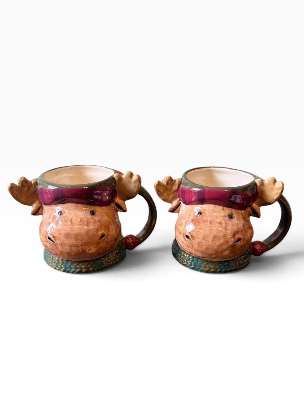 St Nicholas Square Heartland 3D Festive Holiday Moose Mug Set of 2 Cabin